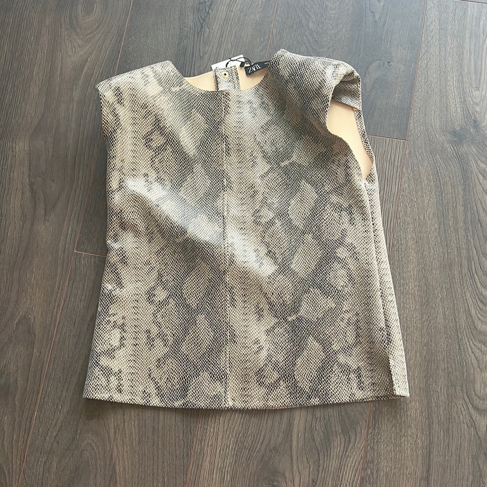 Zara snake skin padded shoulder top